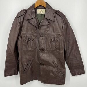 Lomeli of California Genuine Leather Jacket Men's‎ Size 40 Brown Pockets Vtg